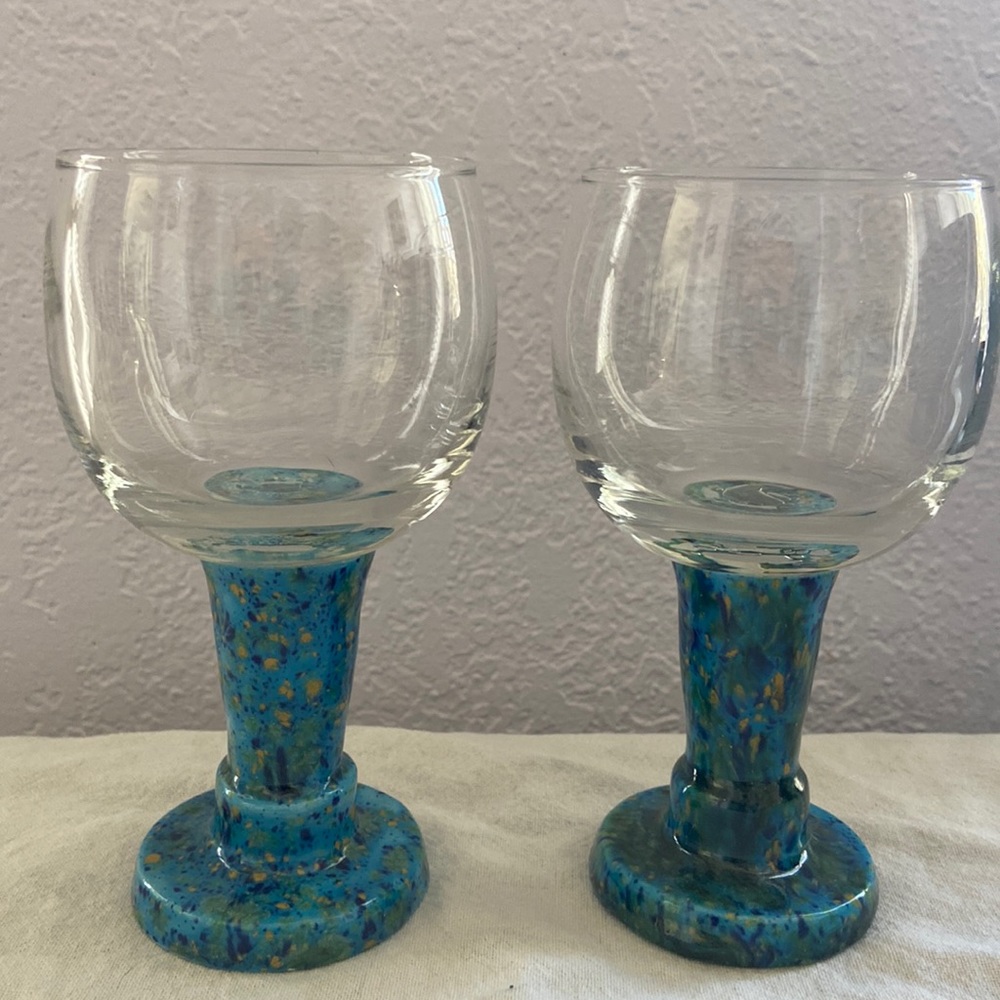 Painted colorful set of wine glasses